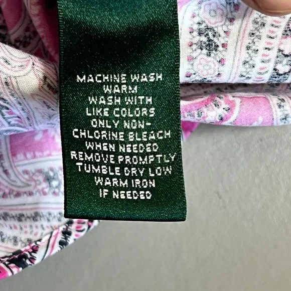 LAUREN by RALPH LAUREN Pink Paisley Button Down Shirt - Picture 9 of 11